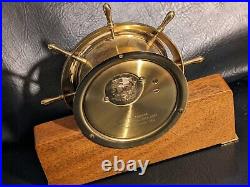 Seth Thomas Ships Wheel Brass Mantel Clock Helmsman Wood Base Key 1602 Working