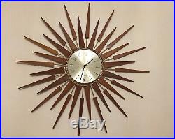 Seth Thomas Starburst/Sunburst Clock Vintage Mid-Century Working Starflower Teak