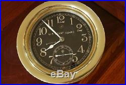 Seth Thomas US COAST GUARD Black Brass 6 dial ships clock w Key