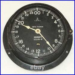 Seth Thomas U. S. Navy Black Wall Clock 6.25 Dial Vintage Military No Glass