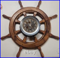 Seth Thomas U. S. Navy Mark I Deck Clock Made USA VTG Ship Wheel Mount Working Seth Thomas U. S. Navy Mark I Deck Clock Made USA VTG Ship Wheel Mount Working