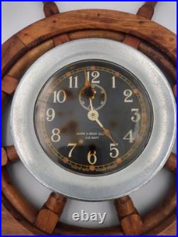 Seth Thomas U. S. Navy Mark I Deck Clock Made USA VTG Ship Wheel Mount Working Seth Thomas U. S. Navy Mark I Deck Clock Made USA VTG Ship Wheel Mount Working
