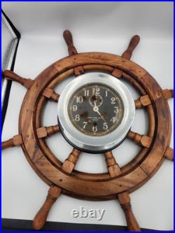 Seth Thomas U. S. Navy Mark I Deck Clock Made USA VTG Ship Wheel Mount Working Seth Thomas U. S. Navy Mark I Deck Clock Made USA VTG Ship Wheel Mount Working