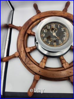 Seth Thomas U. S. Navy Mark I Deck Clock Made USA VTG Ship Wheel Mount Working Seth Thomas U. S. Navy Mark I Deck Clock Made USA VTG Ship Wheel Mount Working