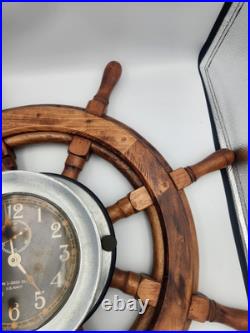 Seth Thomas U. S. Navy Mark I Deck Clock Made USA VTG Ship Wheel Mount Working Seth Thomas U. S. Navy Mark I Deck Clock Made USA VTG Ship Wheel Mount Working