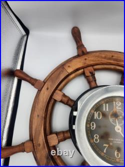 Seth Thomas U. S. Navy Mark I Deck Clock Made USA VTG Ship Wheel Mount Working Seth Thomas U. S. Navy Mark I Deck Clock Made USA VTG Ship Wheel Mount Working