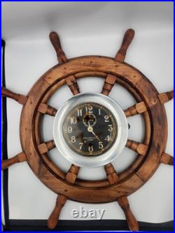 Seth Thomas U. S. Navy Mark I Deck Clock Made USA VTG Ship Wheel Mount Working Seth Thomas U. S. Navy Mark I Deck Clock Made USA VTG Ship Wheel Mount Working