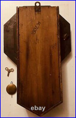 Seth Thomas VTG Wall 8 Day Chime Clock 1800s Octagon Wind Key Antique No K7091