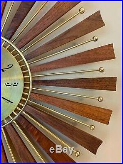 Seth Thomas Vintage Mid Century Modern Starburst Clock Quartz Movement