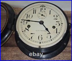 Seth Thomas WWII 8 Day Ship's Clock Working U. S. 1940 BAKELITE & BRASS