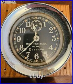 Seth Thomas WWII US Navy Mark I Boat Clock 1941, Runs Great