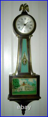 Seth Thomas Wind Up Wall Banjo Clock George Washington Antique Vintage 24 Seth Thomas Wind Up Wall Banjo Clock George Washington Antique Vintage 24