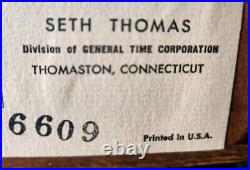 Seth Thomas Woodbury Westminster Chime Clock A401-000 Mantel Clock Germany withKey