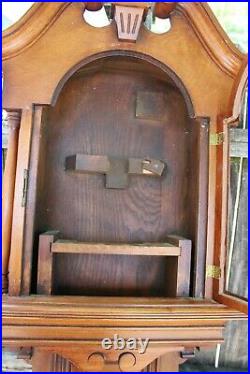 Seth Thomas antique original weight driven lunar wall clock case walnut wood