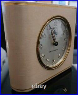 Seth Thomas desk Square Vintage clock with alarm Solid Wood heavy grained Works