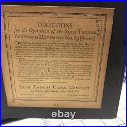Seth thomas mantle clock pendulum movement No. 89 (8-day) 1920's NY, NY works