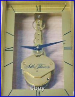 Small Vintage Seth Thomas Brass & Perspex Inline Desk Travel Carriage Clock