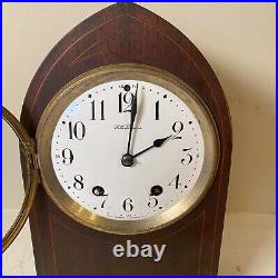 Stunning Antique Seth Thomas Mahogany Inlay Beehive Mantle Clock Runs