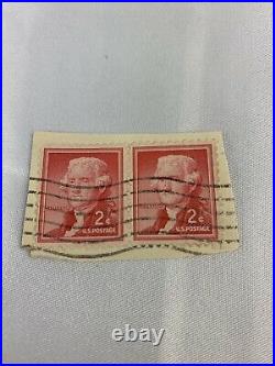 Thomas Jefferson 2cent Antique Postage Stamp- Red, Used Set Of 2