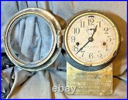 UNUSUAL WWII ERA Seth Thomas ship's clock & with presentation plaque attached