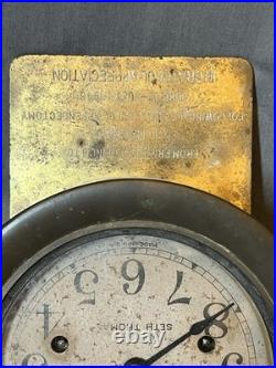 UNUSUAL WWII ERA Seth Thomas ship's clock & with presentation plaque attached
