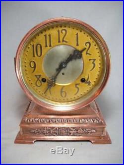 Unique Rare Antique Seth Thomas Mantel Clock Copper or Brass Embossed Metal