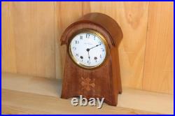 Unusual Antique Seth Thomas 8 Day Inlay Mantle Clock With Porcelain Dial Runs