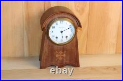 Unusual Antique Seth Thomas 8 Day Inlay Mantle Clock With Porcelain Dial Runs Unusual Antique Seth Thomas 8 Day Inlay Mantle Clock With Porcelain Dial Runs