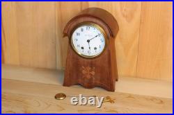 Unusual Antique Seth Thomas 8 Day Inlay Mantle Clock With Porcelain Dial Runs