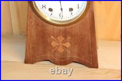 Unusual Antique Seth Thomas 8 Day Inlay Mantle Clock With Porcelain Dial Runs