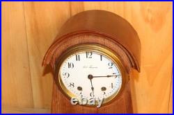 Unusual Antique Seth Thomas 8 Day Inlay Mantle Clock With Porcelain Dial Runs