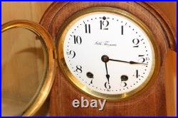 Unusual Antique Seth Thomas 8 Day Inlay Mantle Clock With Porcelain Dial Runs