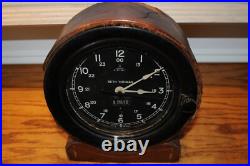 Unusual Seth Thomas Ships Deck Clock Antique with Leather Outer Case Wood Back