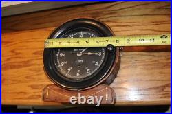 Unusual Seth Thomas Ships Deck Clock Antique with Leather Outer Case Wood Back