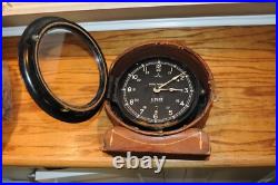 Unusual Seth Thomas Ships Deck Clock Antique with Leather Outer Case Wood Back