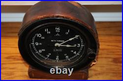 Unusual Seth Thomas Ships Deck Clock Antique with Leather Outer Case Wood Back