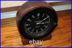 Unusual Seth Thomas Ships Deck Clock Antique with Leather Outer Case Wood Back