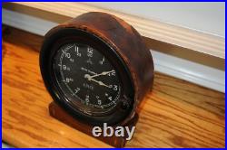 Unusual Seth Thomas Ships Deck Clock Antique with Leather Outer Case Wood Back