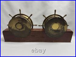 VINTAGE SETH THOMAS HELMSMAN WHEEL CLOCK CORSAIR BAROMETER WithKEY #1504 #1004