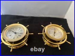 VINTAGE Seth Thomas Helmsman Wheel Clock and Barometer Set-Serviced Excellent VINTAGE Seth Thomas Helmsman Wheel Clock and Barometer Set-Serviced Excellent
