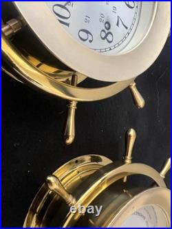 VINTAGE Seth Thomas Helmsman Wheel Clock and Barometer Set-Serviced Excellent VINTAGE Seth Thomas Helmsman Wheel Clock and Barometer Set-Serviced Excellent