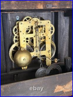 VTG Antique Seth Thomas Mantel Clock Lion Head Bell Strike Burl Walnut 89C 1920s