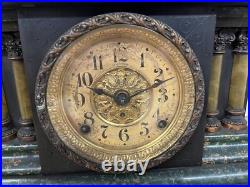 VTG Antique Seth Thomas Mantle Clock Classical Pillar Faux Marble Untested