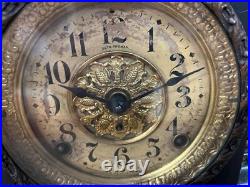 VTG Antique Seth Thomas Mantle Clock Classical Pillar Faux Marble Untested