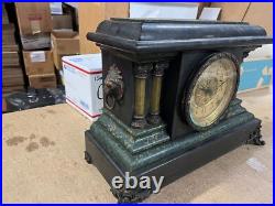 VTG Antique Seth Thomas Mantle Clock Classical Pillar Faux Marble Untested