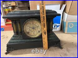 VTG Antique Seth Thomas Mantle Clock Classical Pillar Faux Marble Untested
