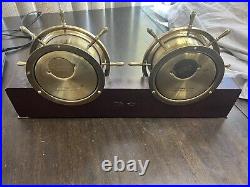 VTG Seth Thomas Helmsman Brass Ship Clock & Barometer Wood Stand & Key