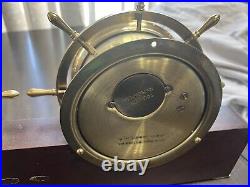 VTG Seth Thomas Helmsman Brass Ship Clock & Barometer Wood Stand & Key