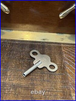 VTG Seth Thomas Helmsman Brass Ship Clock & Barometer Wood Stand & Key #E537-001