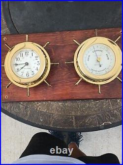 Vantage Seth Thomas Captains Ship's Bell Clock & Barometer Model E537-026